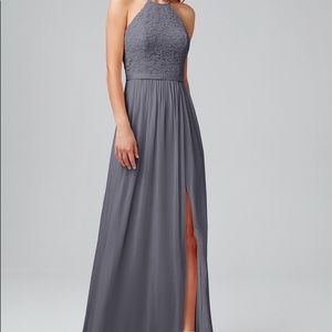 David’s bridal open back lace and mesh dress